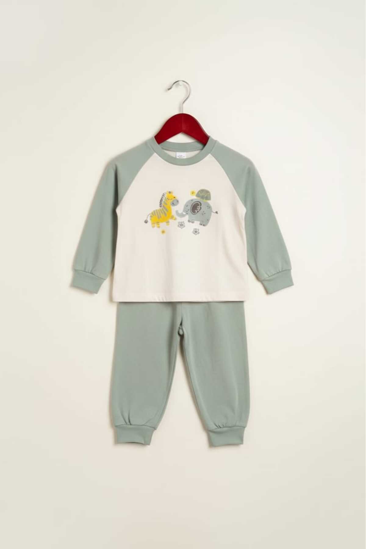 Fuar Baby Yeşil Erkek Bebek Pijama Takımı %100 Pamuklu Terletmez Yumuşak Dokulu Alt Üst Ev Giyim Seti fotoğrafı 5 (önizleme)