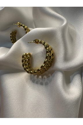 316 L çelik Iconic Çelik Zincir Halka Küpe - Kararmaz, Alerji yapmaz-316L