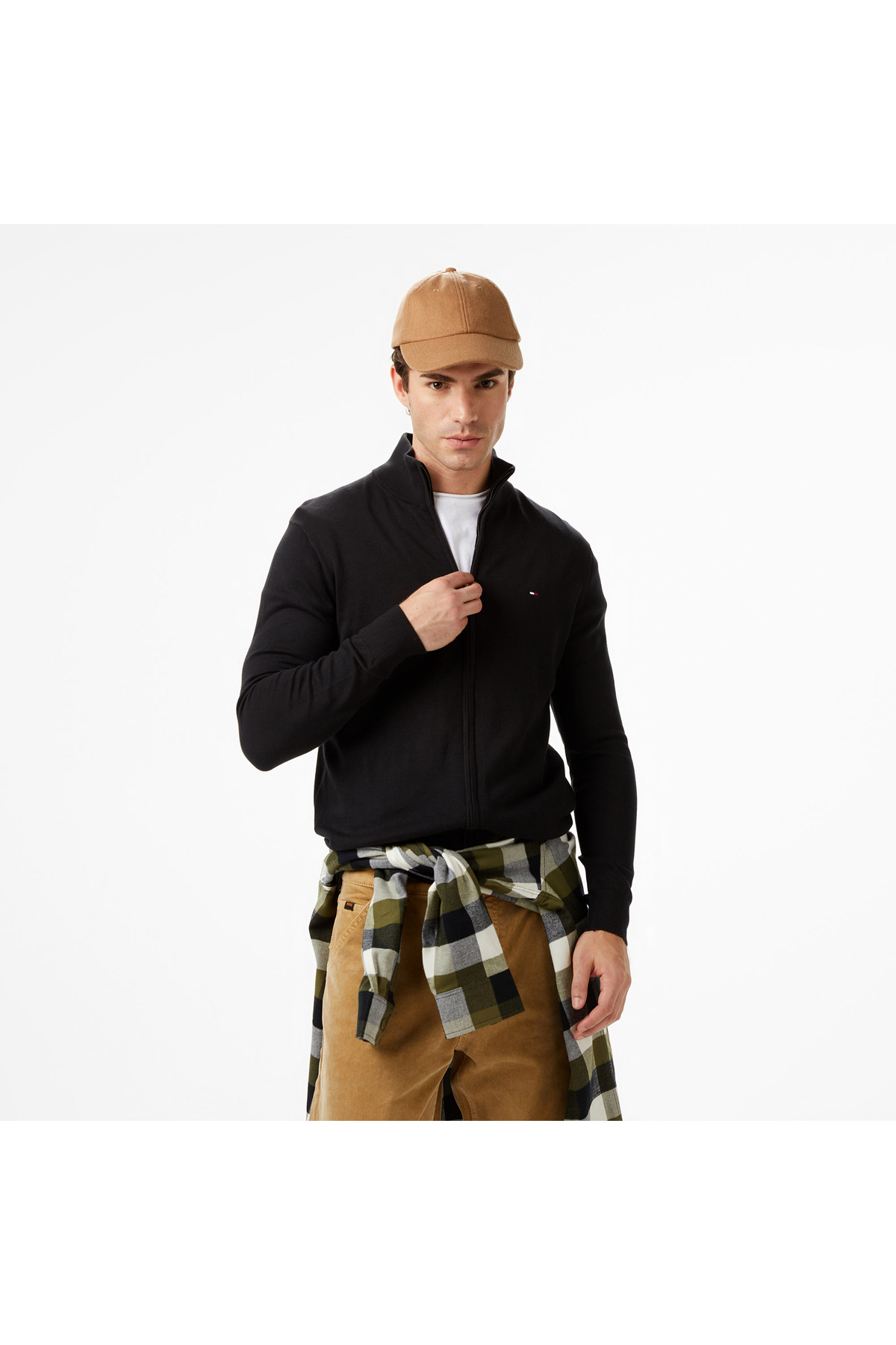 تامی هیلفیگر لباس بافتنی مشکی مردانه Essential Zip