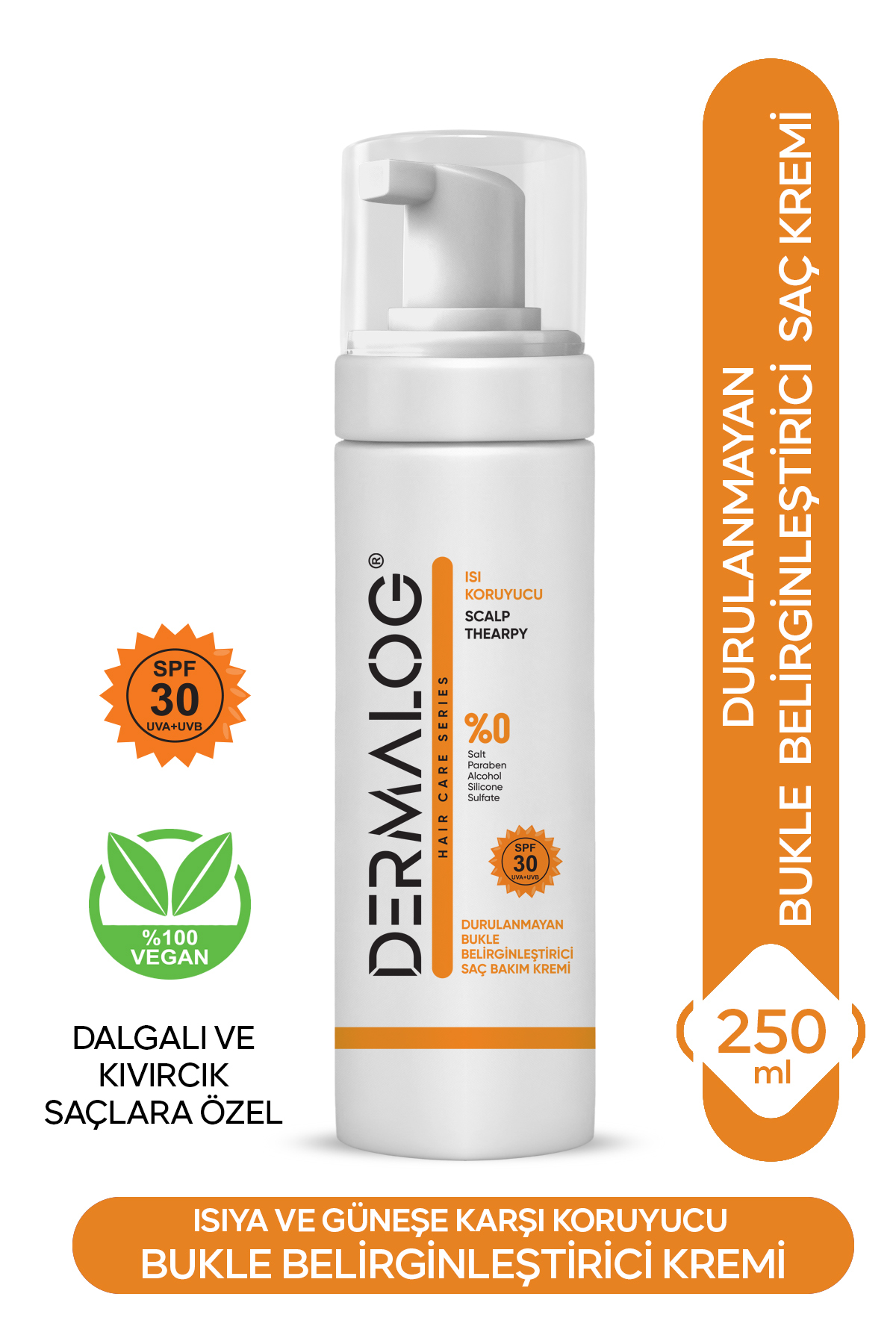 DERMALOG Curl Control- Liberty Isı Koruyucu Bukle Belirginleştirici Saç Bakım Kremi 250 ML — DRMLG24