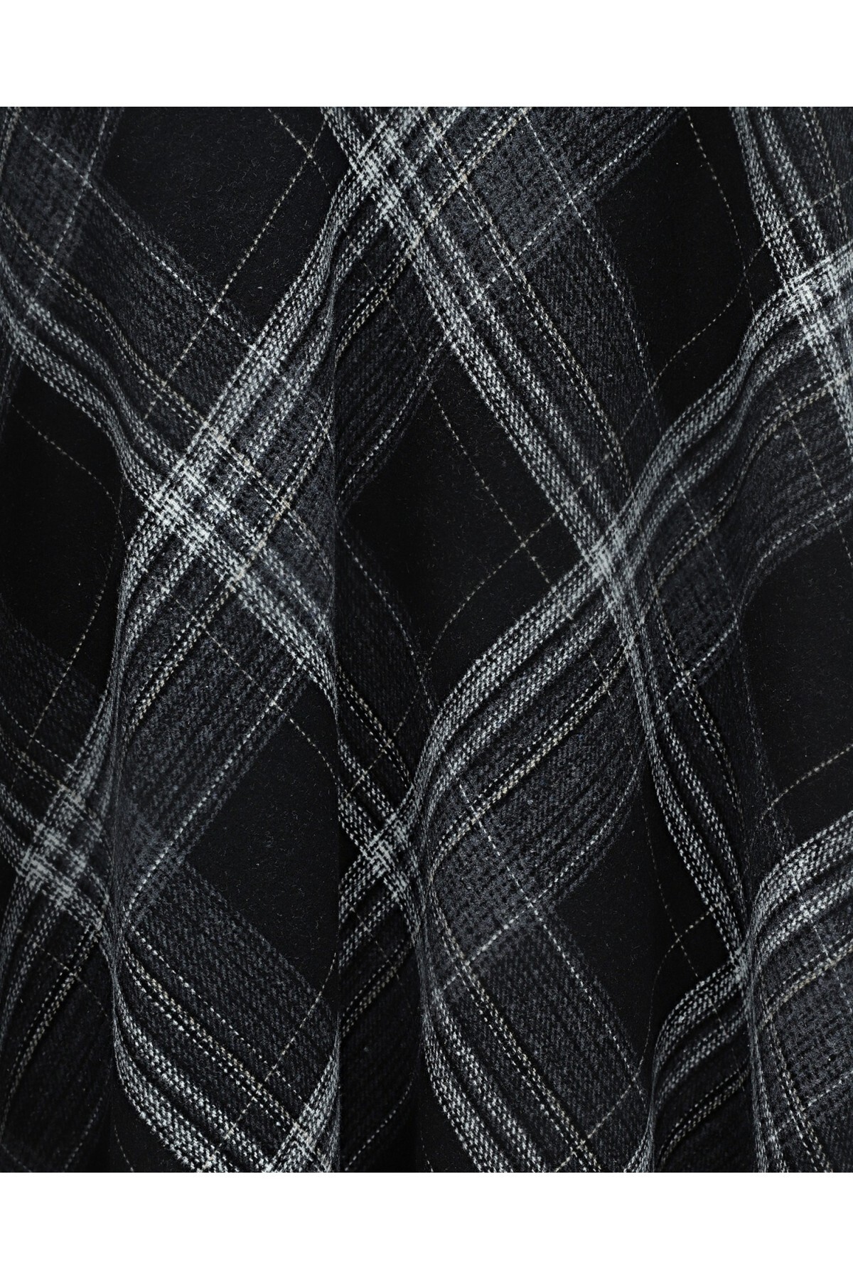 MODAQU  Ekose Desen Kaşe Kloş Etek - Siyah - Görsel 3