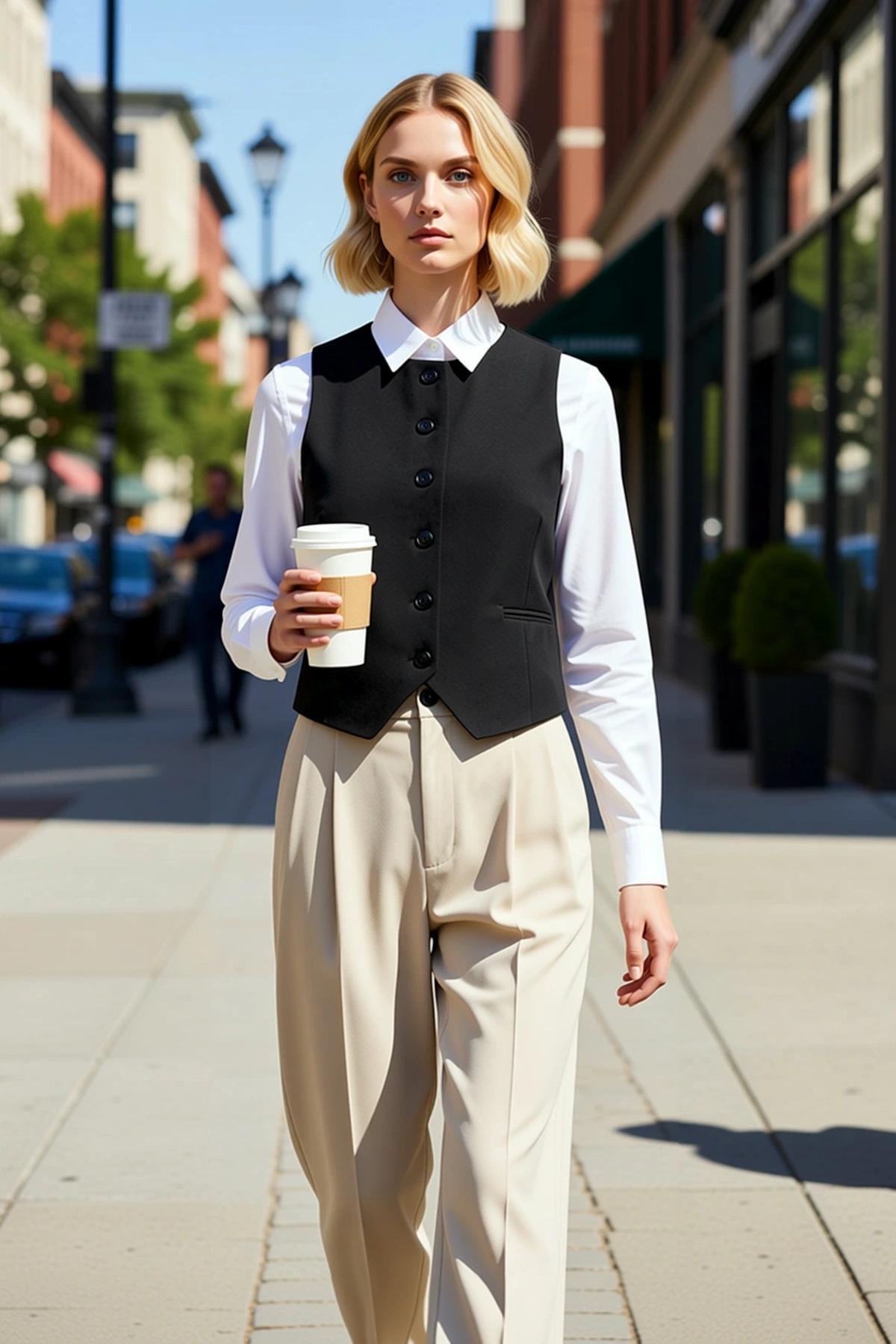 Kadın Bisiklet Yaka Kolsuz Fitted Crop Dokuma Kumaş Yelek Düz Desen Astarlı Basic Siluet Modern