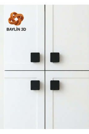 Baylin3D Dolap Kulpu 3,5 x 3,5 CM Plastik 4 Adet - (30mm kulp vidası ve somun...