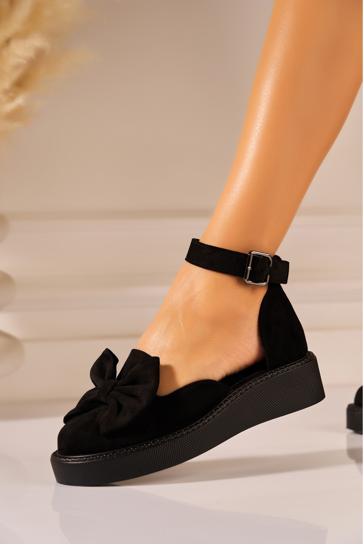 Joana Черни дамски обувки от изкуствена кожа с велур, размер 40