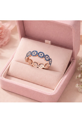 Soleildor 925 ayar Orijinal Gümüş Nazar Boncuklu Gümüş Yüzük