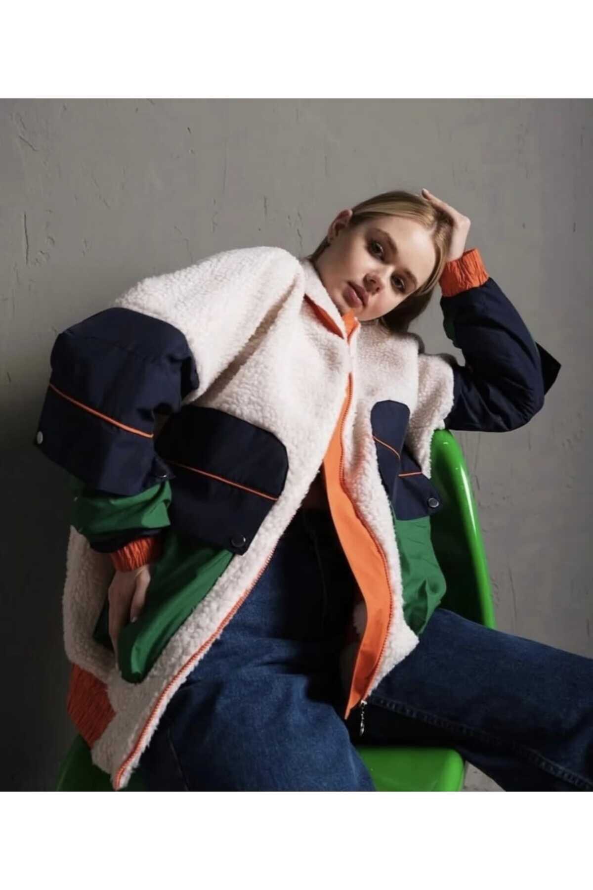 Modamistik Butik  Peluş Bomber Mont - Görsel 4