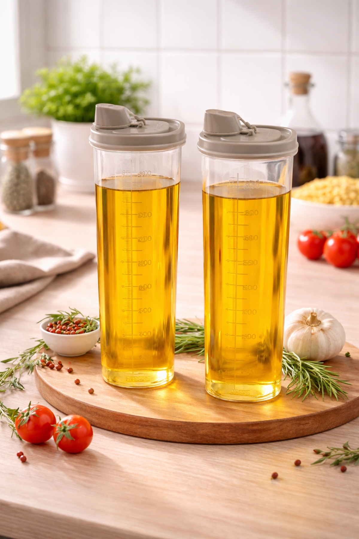 2-Scale Liquid Plastic Oil Bottle Vinegar Bottle 1 Lt. Bottle Oil Bottle