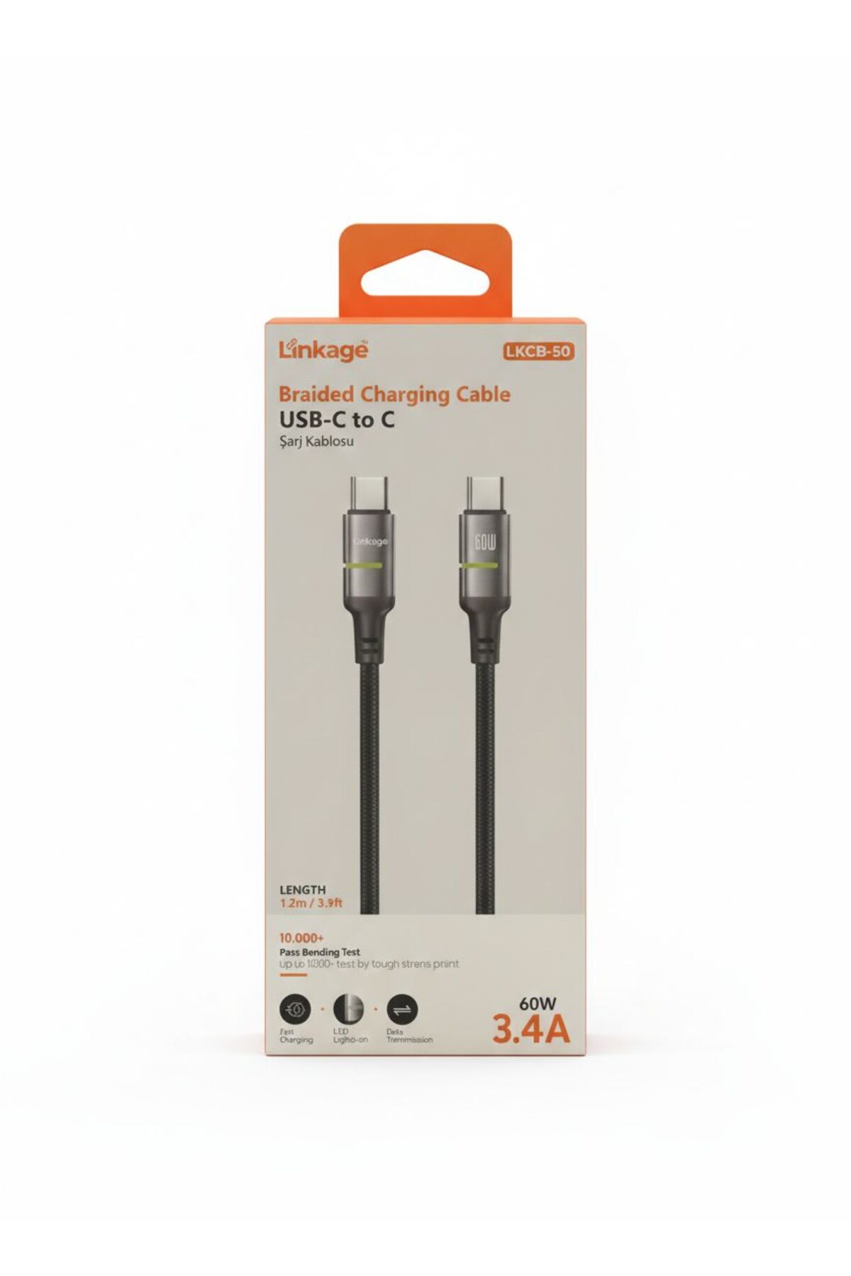 LKCB-50 USB Type-C to Type-C 60W Şarj Kablosu