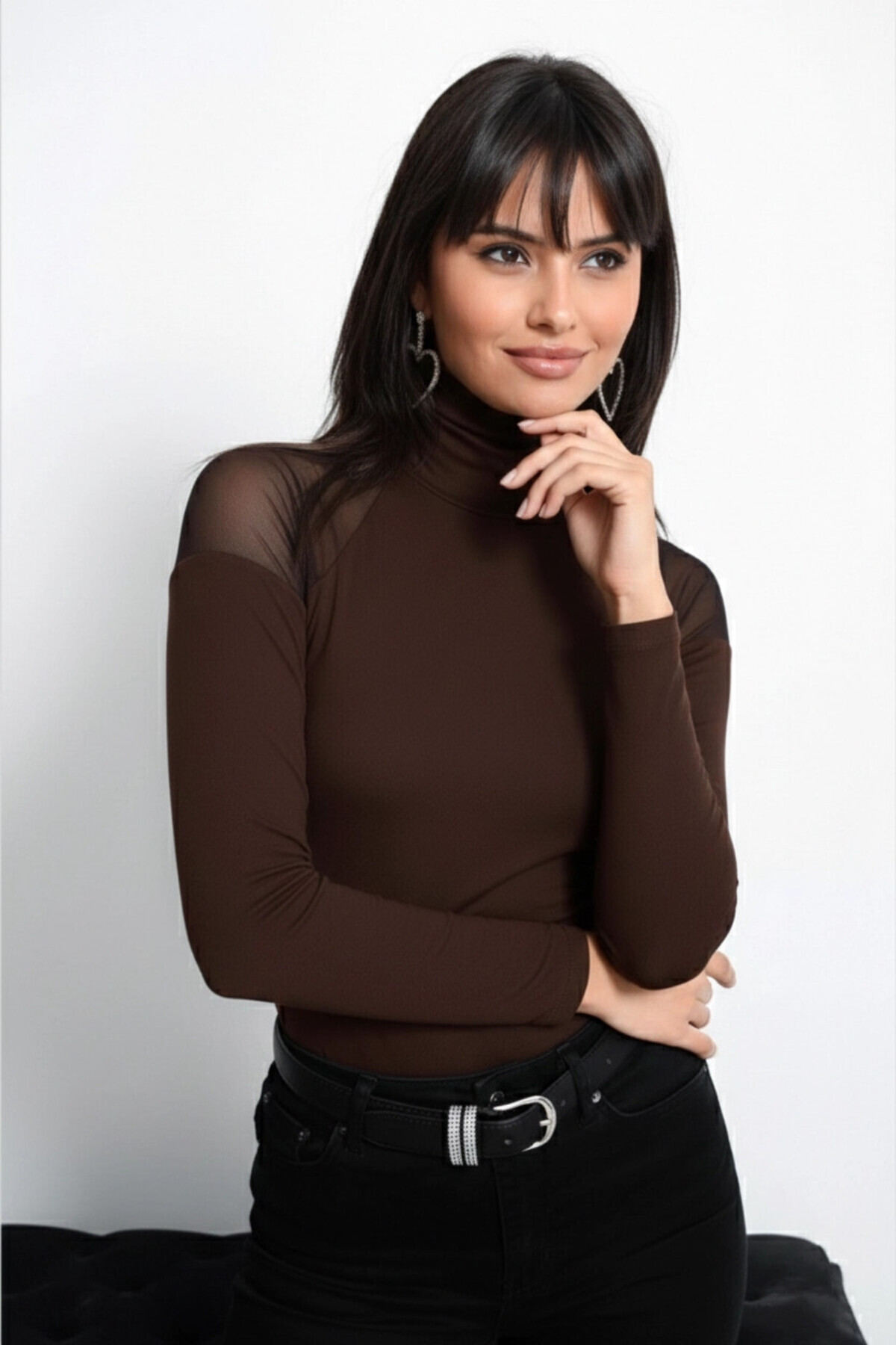 Cool & Sexy Kadın Kahve Omuzları Tül Bluz TZ2075 - Fiyatı, Yorumları