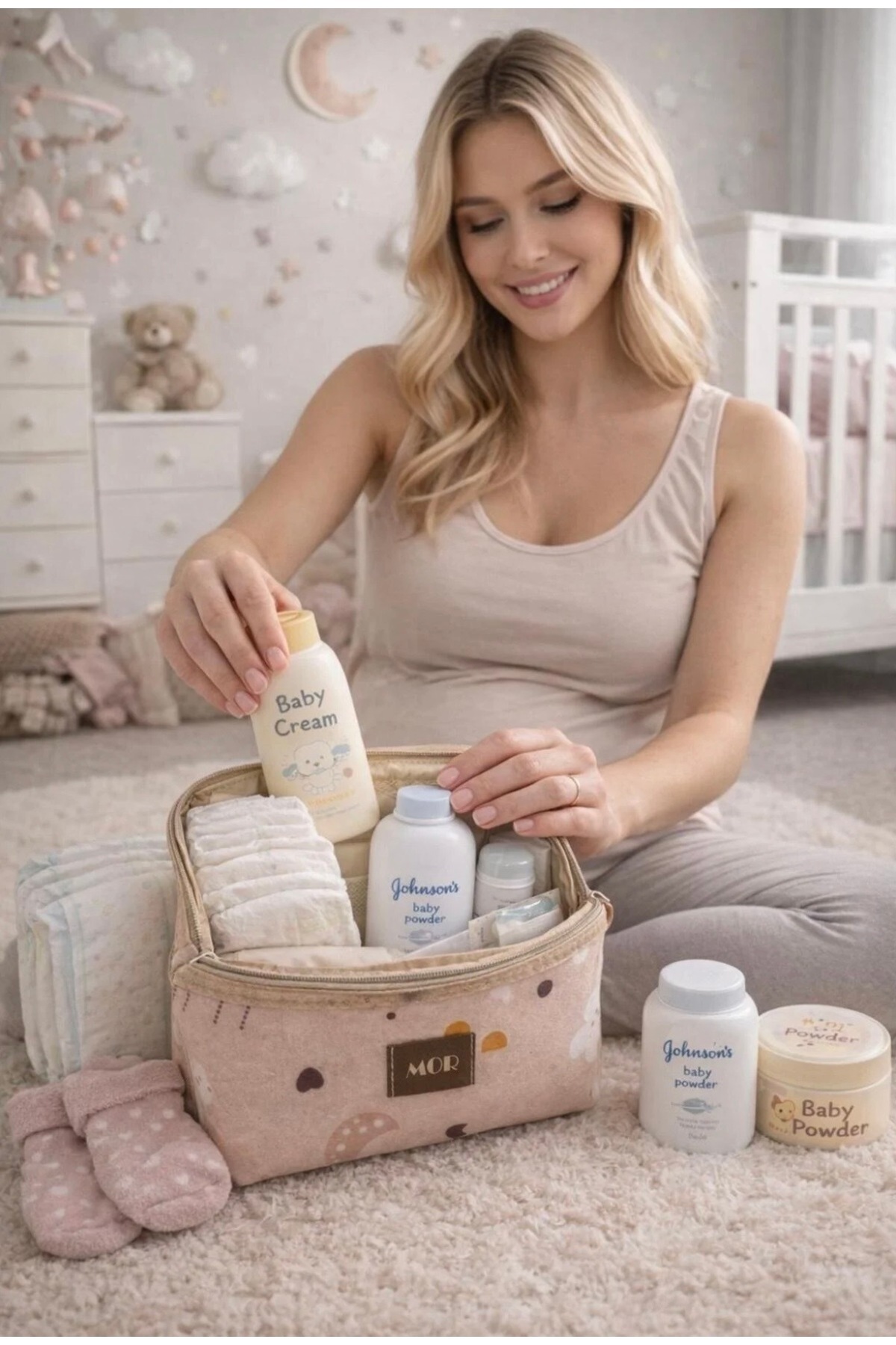 MorOflan 8 Parça Anne Bebek Seti - 6'lı Bavul Düzenleyici I Çamaşır Sepeti - Oyuncak Sepeti I Bakım Çantası fotoğrafı 3 (önizleme)