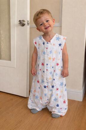 zeymurkids Kışlık Çocuk Uyku Tulumu %100 Doğal Pamuk Pazen Yıldız Desenli Öze...