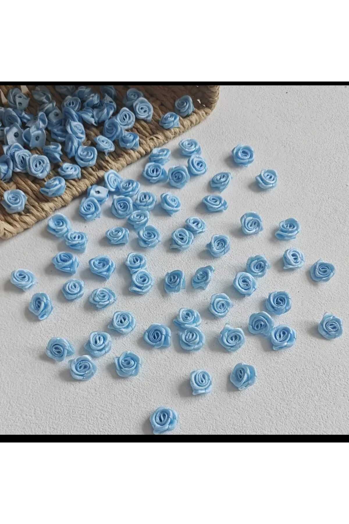 50 Satin Light Blue Roses - Bundle Wedding Henna Engagement and Ornament Material for Organization