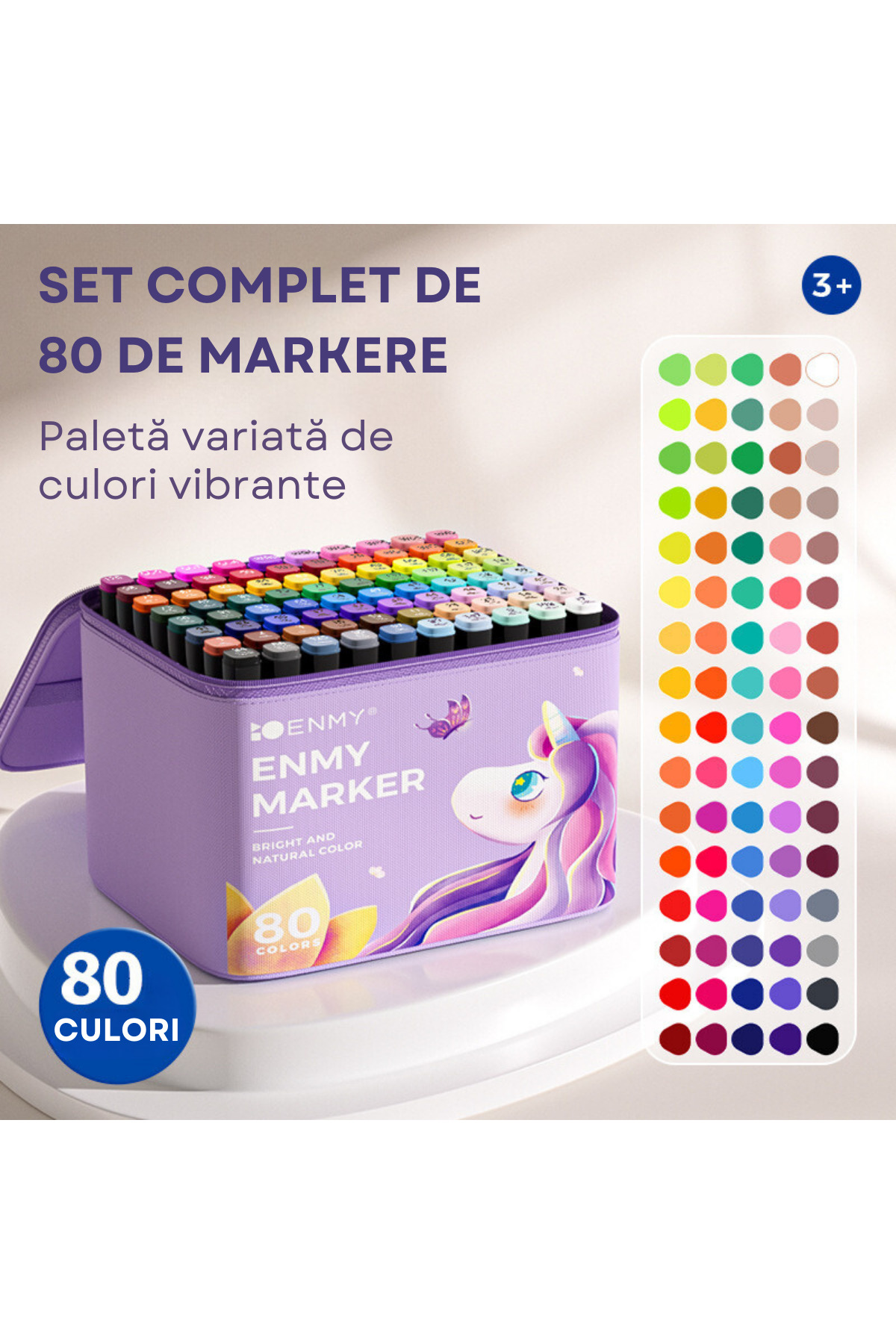 Qova Set of 80 professional markers, alcohol-based ink, Qova®, multi-colored ...