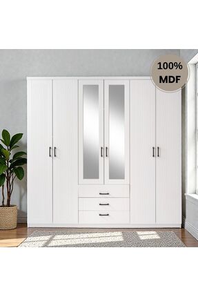 comiet 6 kapak aynalı country MDF gardırop