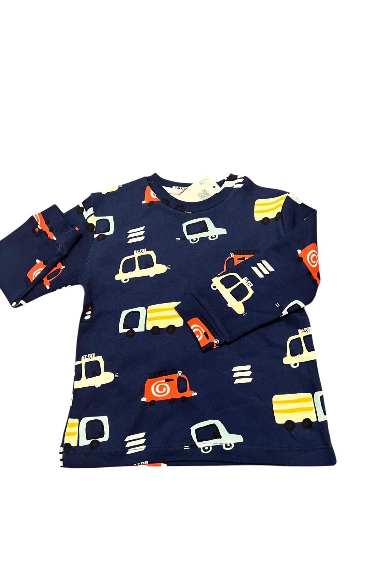 SERRASTIL Erkek Çocuk Kamyon Araba Desenli Pamuklu Pijama Takımı -Uzun Kollu Lacivert Renk fotoğrafı 6 (önizleme)