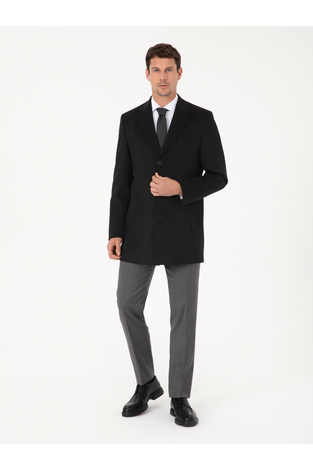 Cacharel  Siyah Ex Slim Fit Yün Karışımlı Palto 50319242-VR046 - Görsel 4