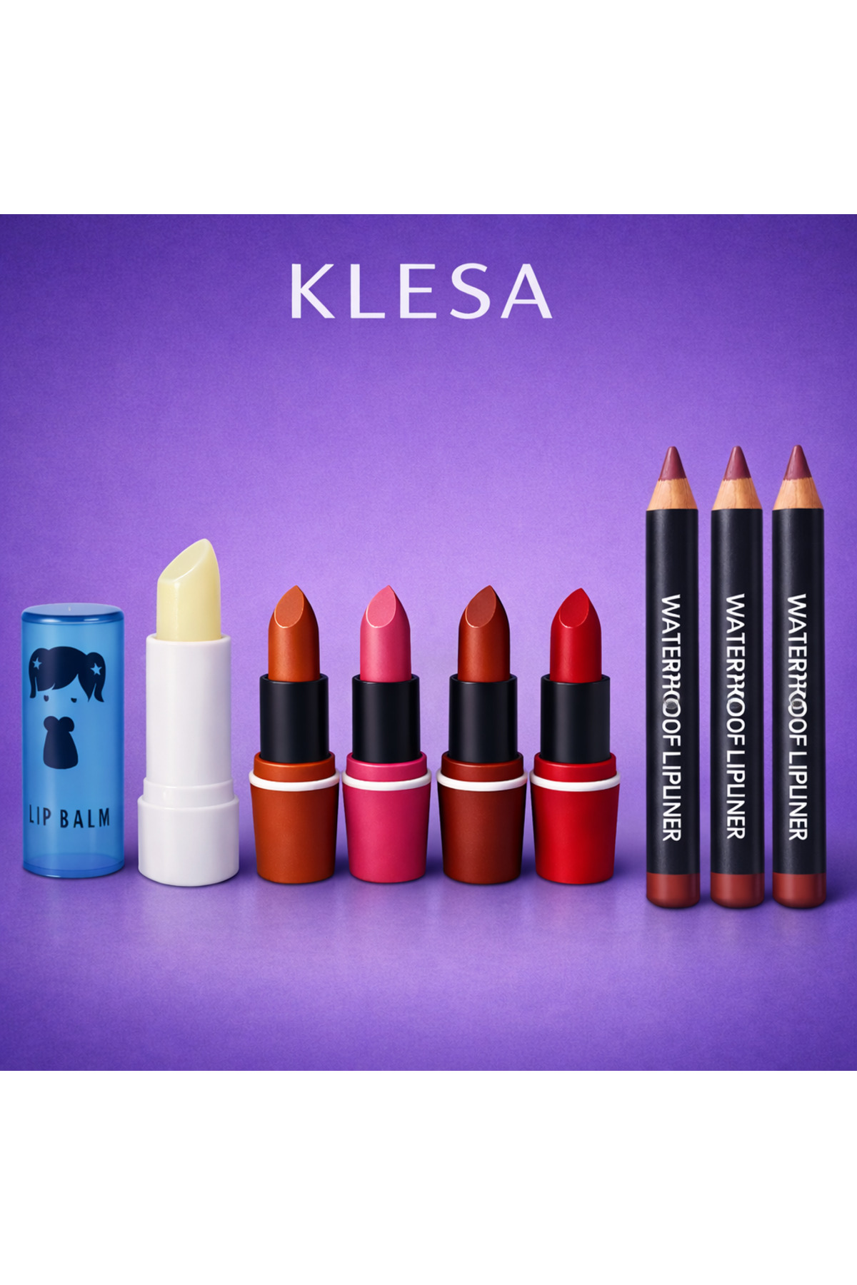 KLESA Dudak Bakım ve Makyaj Seti Nemlendirici Balm 4 Ruj 3 Waterproof Dudak Kalemi - Fiyatı, Yorumları