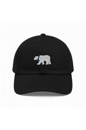 LUCEA Ayı Figürlü Nakışlı Siyah Unisex Ayarlanabilir Cırtcırtlı Şapka