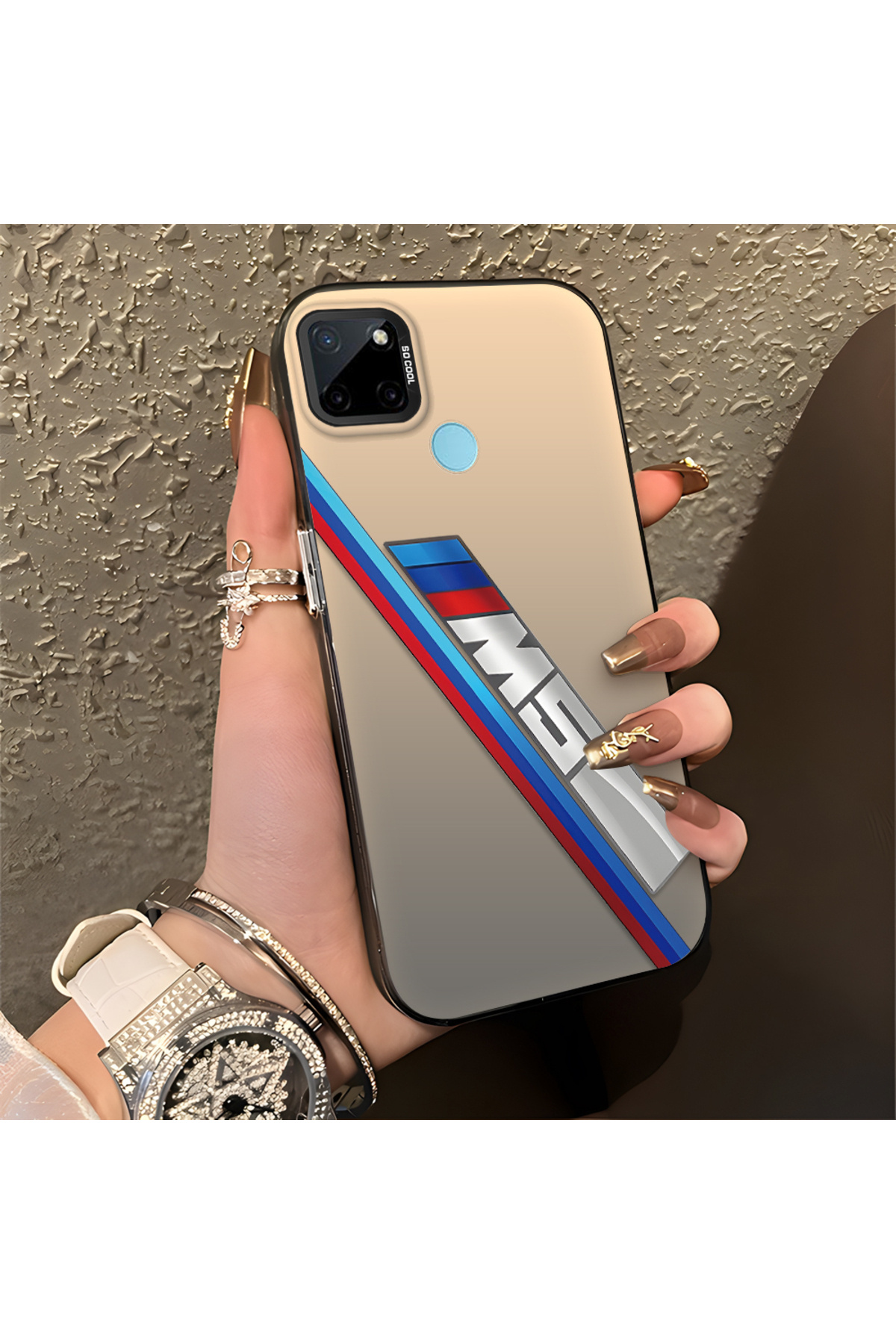 BMW Patterned Anti Fall Slim Hard Case Compatible with Realme C21Y/C25Y