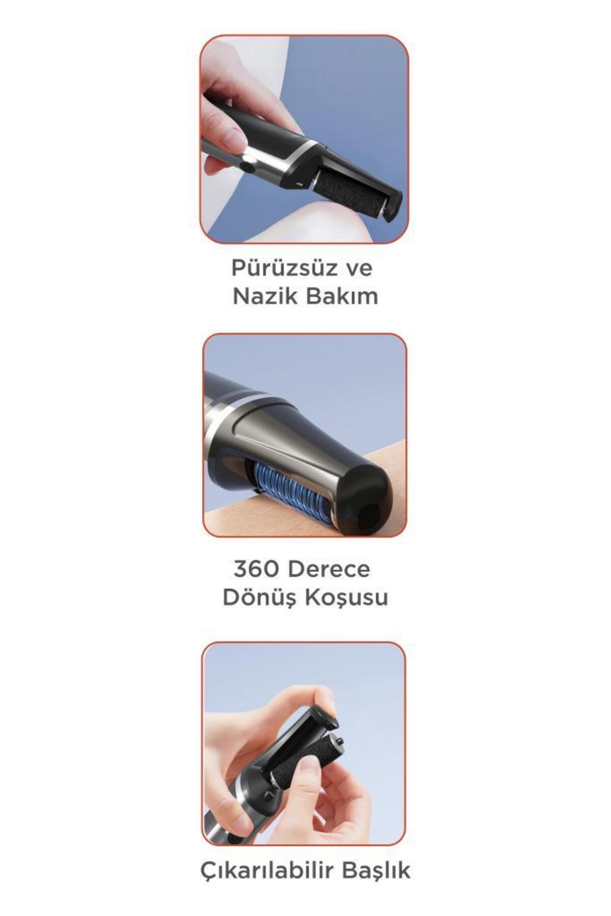 سوهان پا ضد آب و قابل شارژ با صفحه نمایش LCD و 3 سر، BCM-1140T، مشکی — تصویر 4 از 8