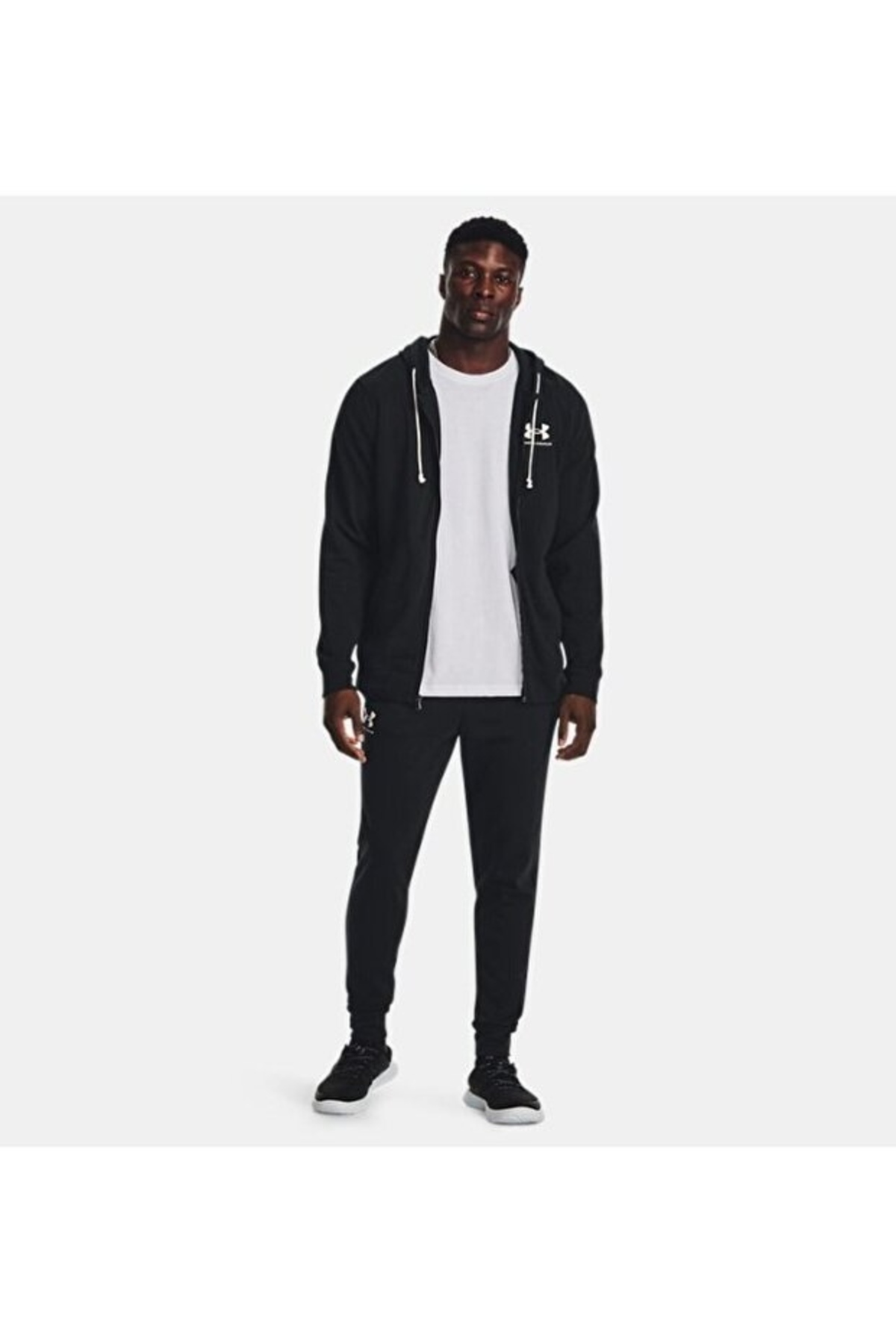 آندر آرمور شلوار ورزشی مردانه UA Rival Terry Jogger مدل 1380843-001 مشکی / سفید عقیق