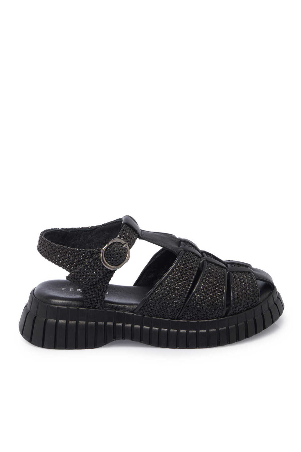 Black Wicker - Women's Leather Sandals-K25Y1SN67865-A23