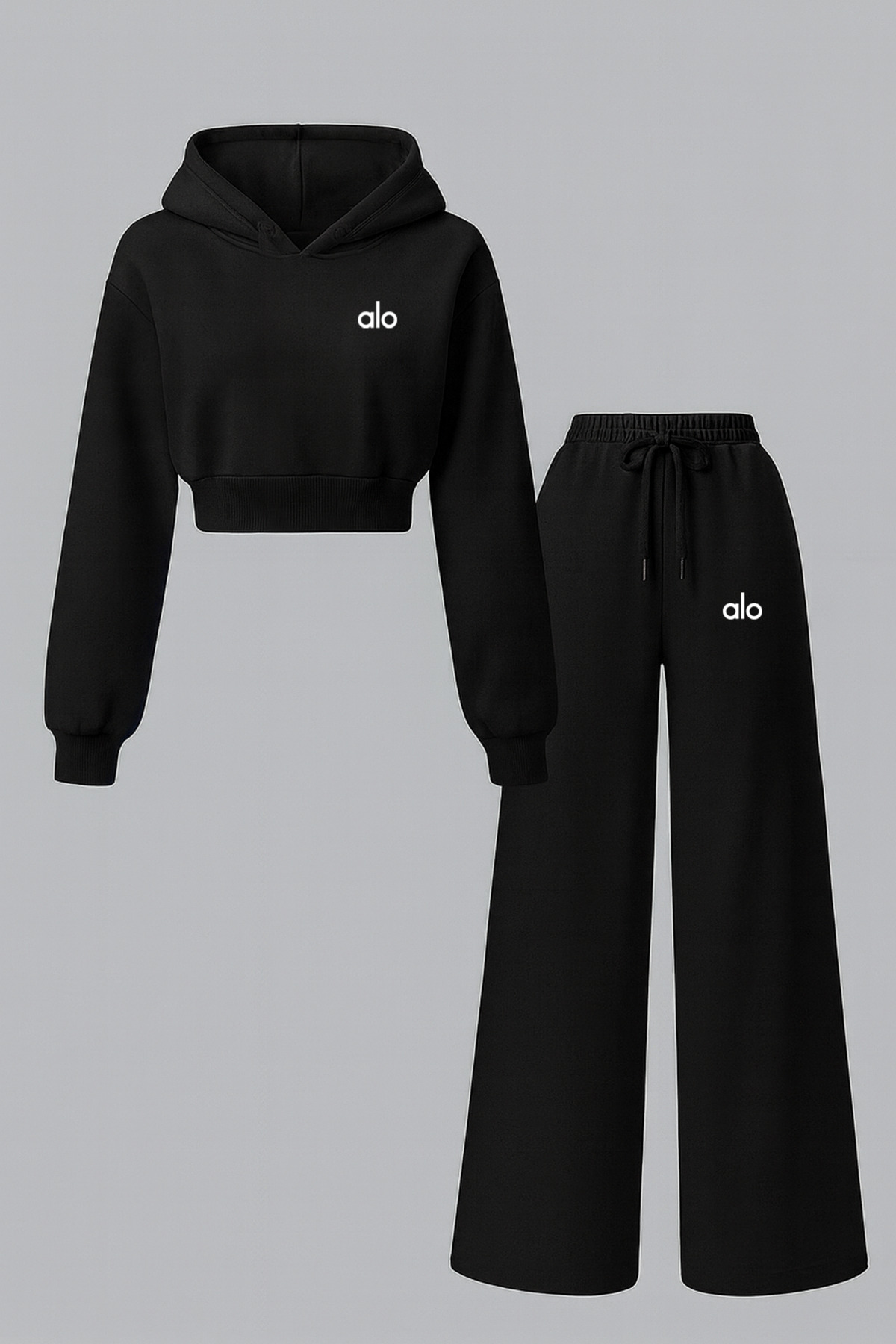 Bozz&Bozz Collection Kadın Baskılı Yoga Eşofman Takımı Hoodie Crop Sweatshirt...