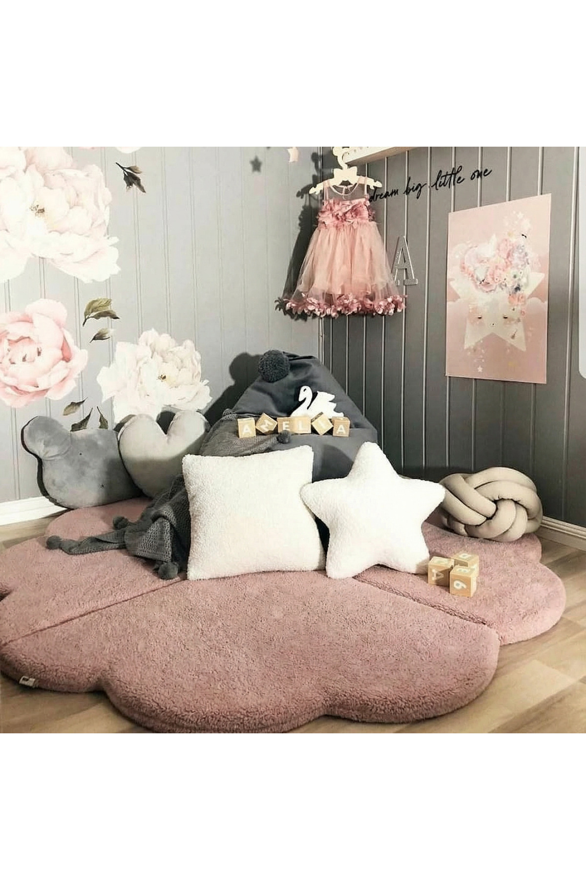 pufftable puftable montessori bulut oyun minderi,teddy kumaş pembe,oyun halısı ve matı 5 cm sünger 4 parça fotoğrafı 3 (önizleme)
