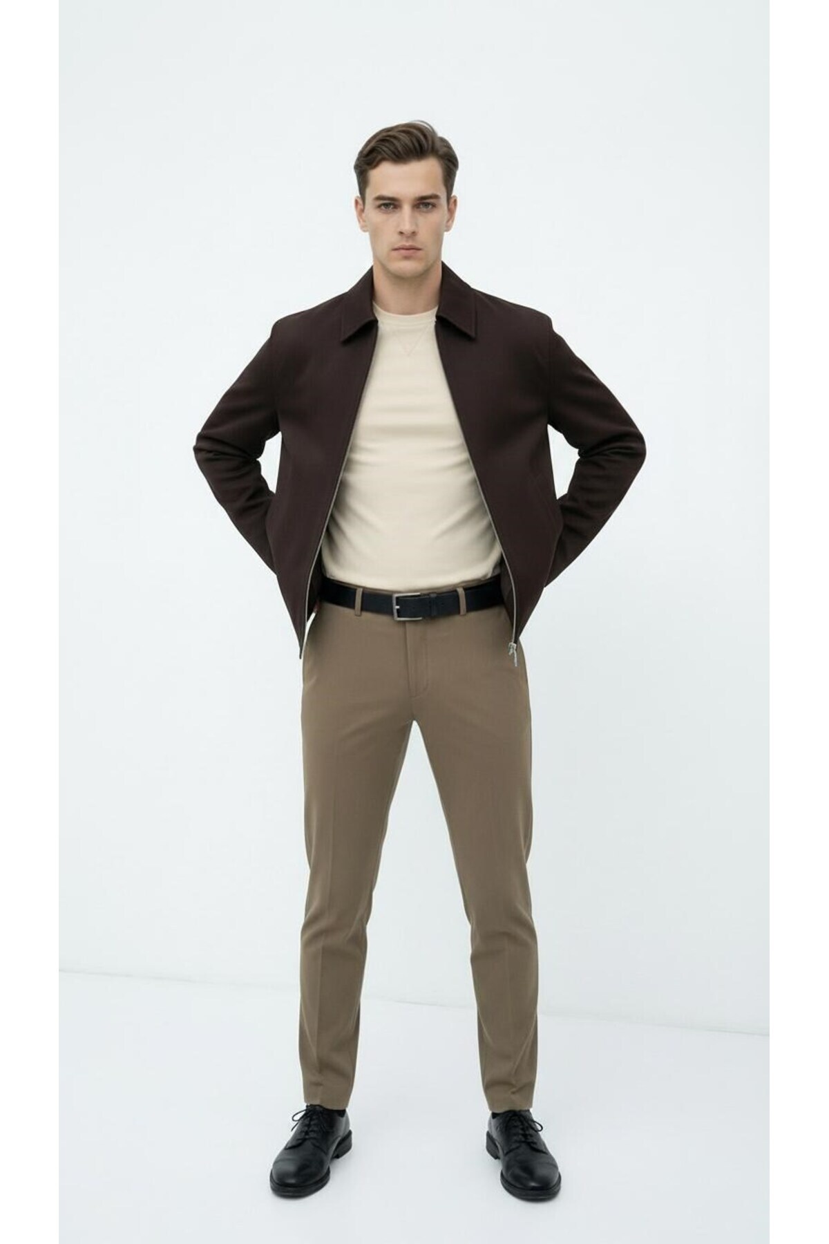 Plus Scorpion  Erkek Fermuarlı Mevsimlik Mont Ceket – Tok Dokulu Gömlek Yaka - Görsel 4