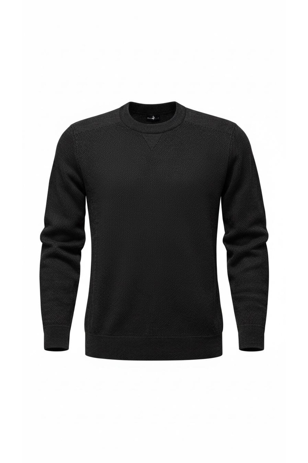 Erkek Triko Kazak – Bisiklet Yaka, Regular Fit, Dört Mevsim — مشکی PRA-13523211-264325