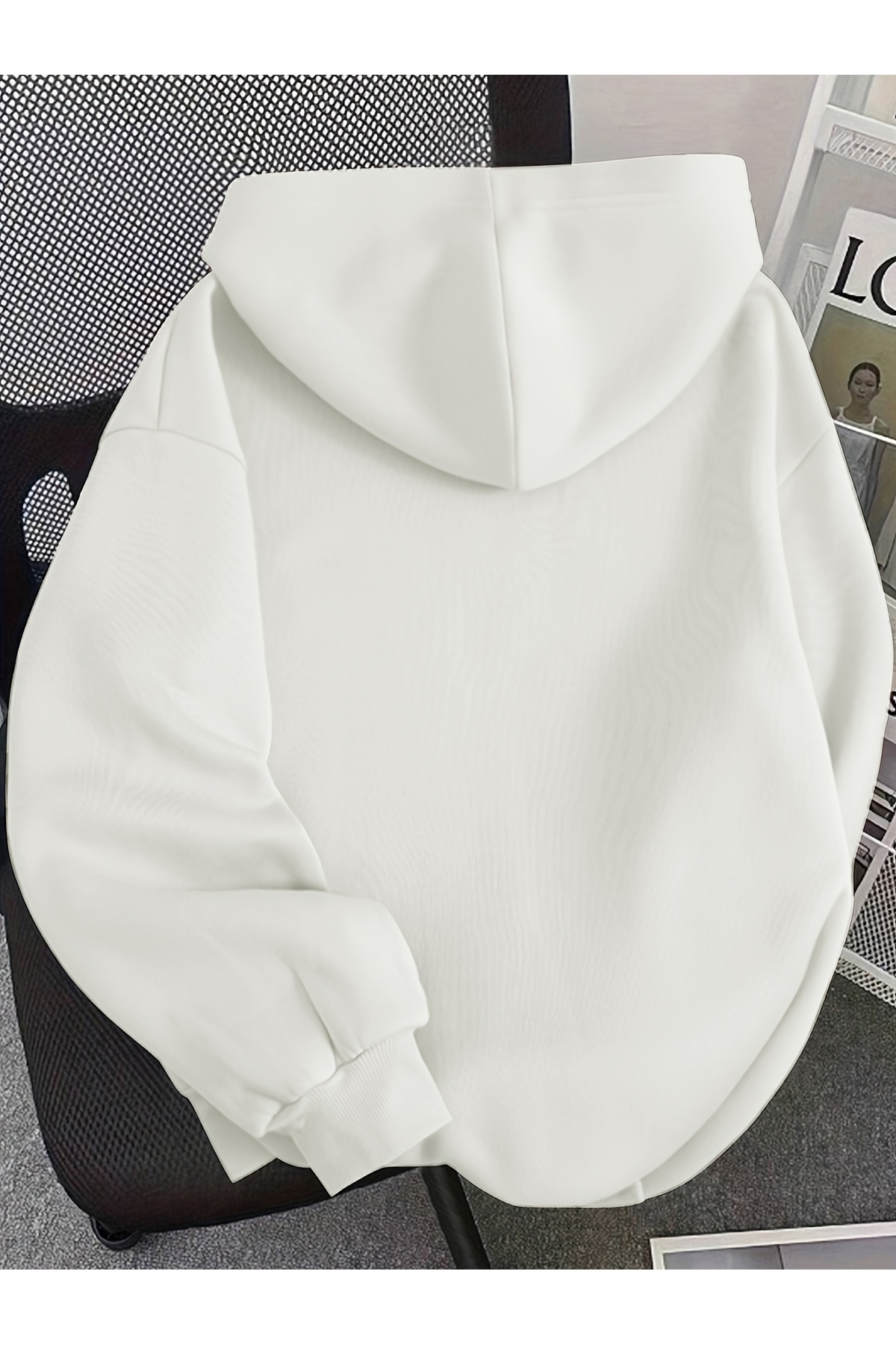 Deocept  Unisex Kelebek Baskılı Kapüşonlu Kanguru Cepli Rahat Kalıp Oversize Kesim Sweatshirt - Görsel 2