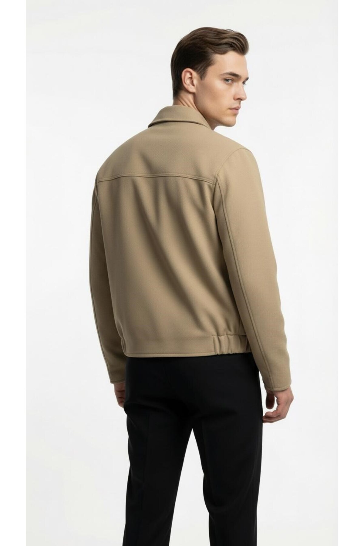 Plus Scorpion  Erkek Fermuarlı Mevsimlik Mont Ceket – Tok Dokulu Gömlek Yaka - Görsel 5