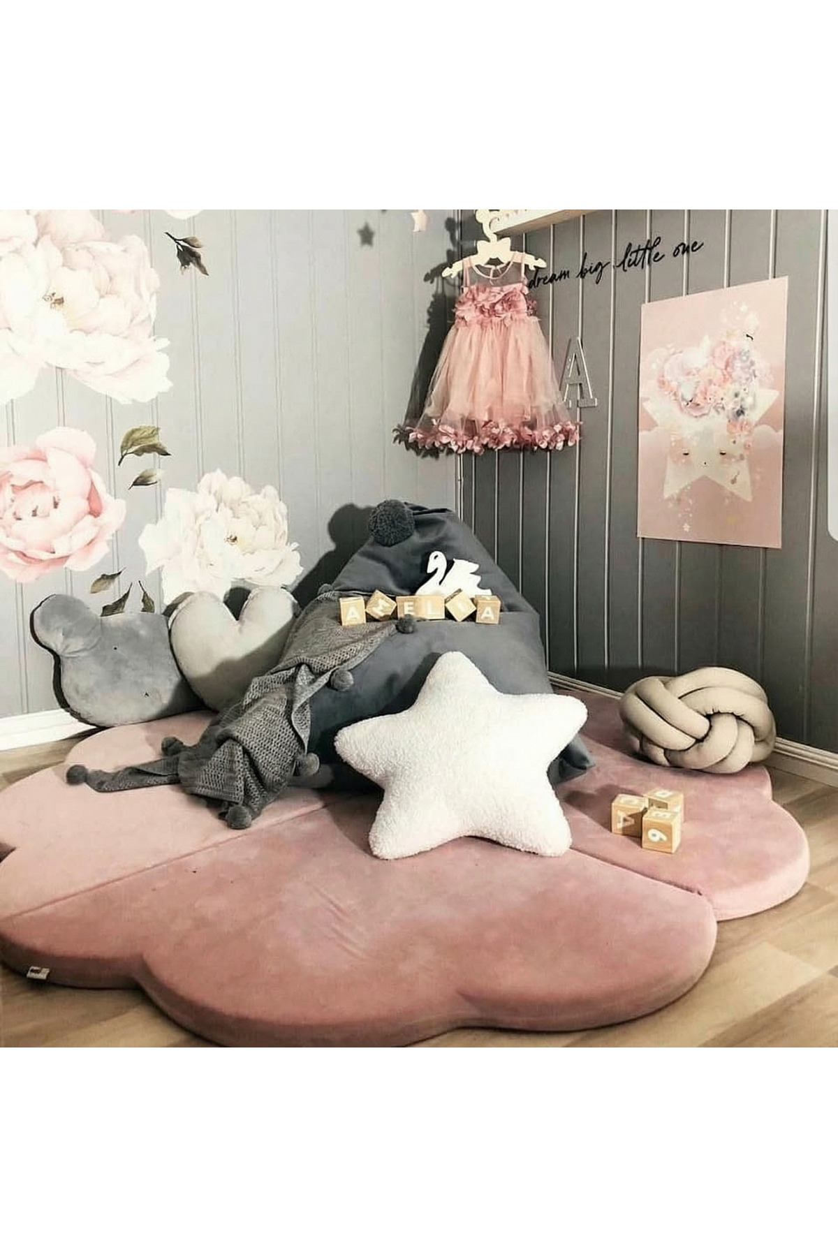 pufftable puftable montessori bulut oyun minderi,pembe renk,oyun halısı ve matı 5 cm sünger 4 parça fotoğrafı 3 (önizleme)