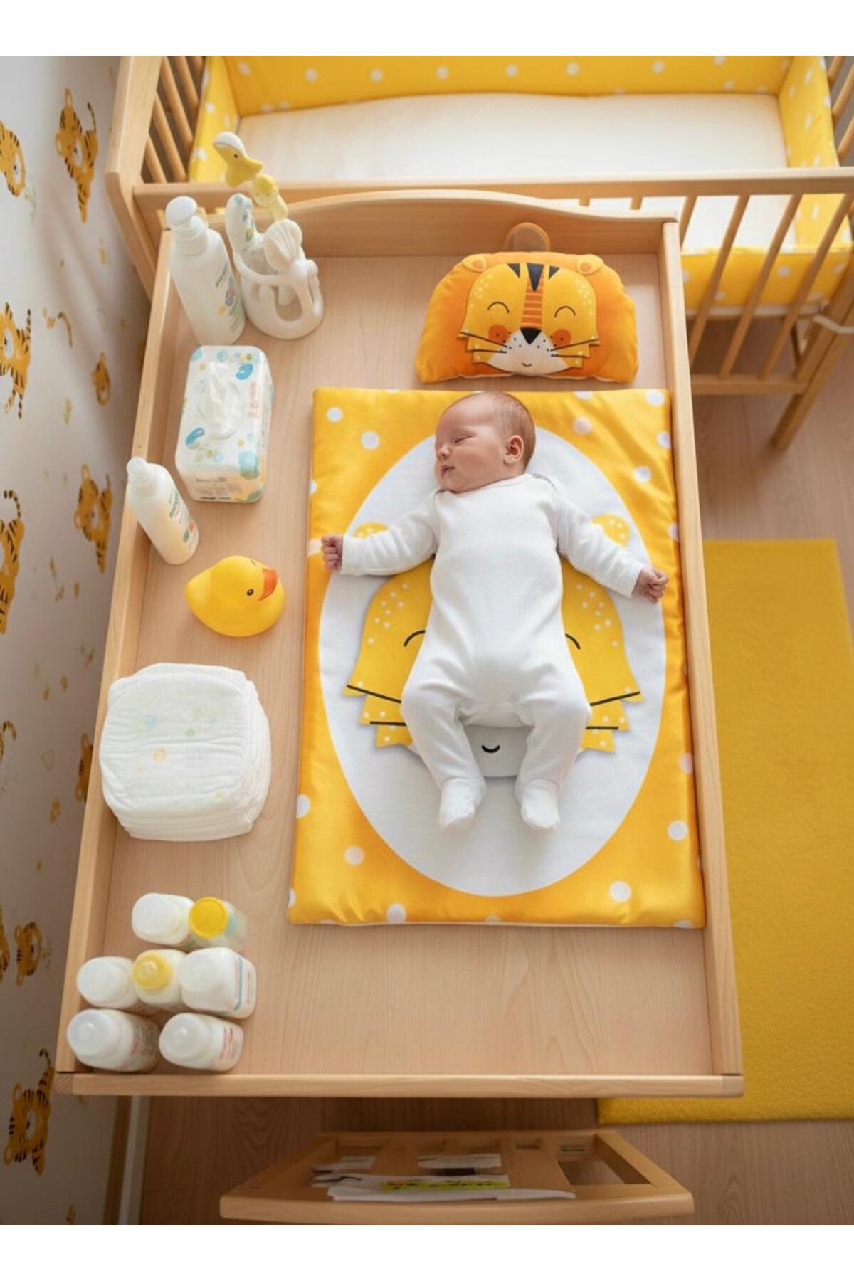 Lumos Trade Unisex Bebek Yumuşak Dokulu Desenli Yastıklı Alt Açma Seti - Bakım Örtüsü 2 Parça 45x65 cm KAPLAN fotoğrafı 3 (önizleme)