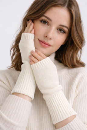 Wega Moda Kadın 1 Çift Kışlık Parmaksız Triko Eldiven – Yumuşak Dokulu Kısa M...