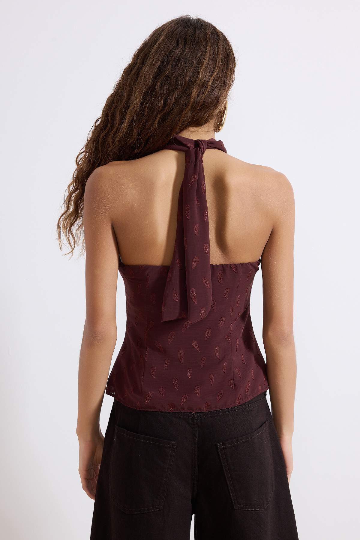 Trendyolmilla  Mürdüm Aksesuar Detaylı Dik Yaka Bluz TPRSS26BZ00024 - Görsel 4