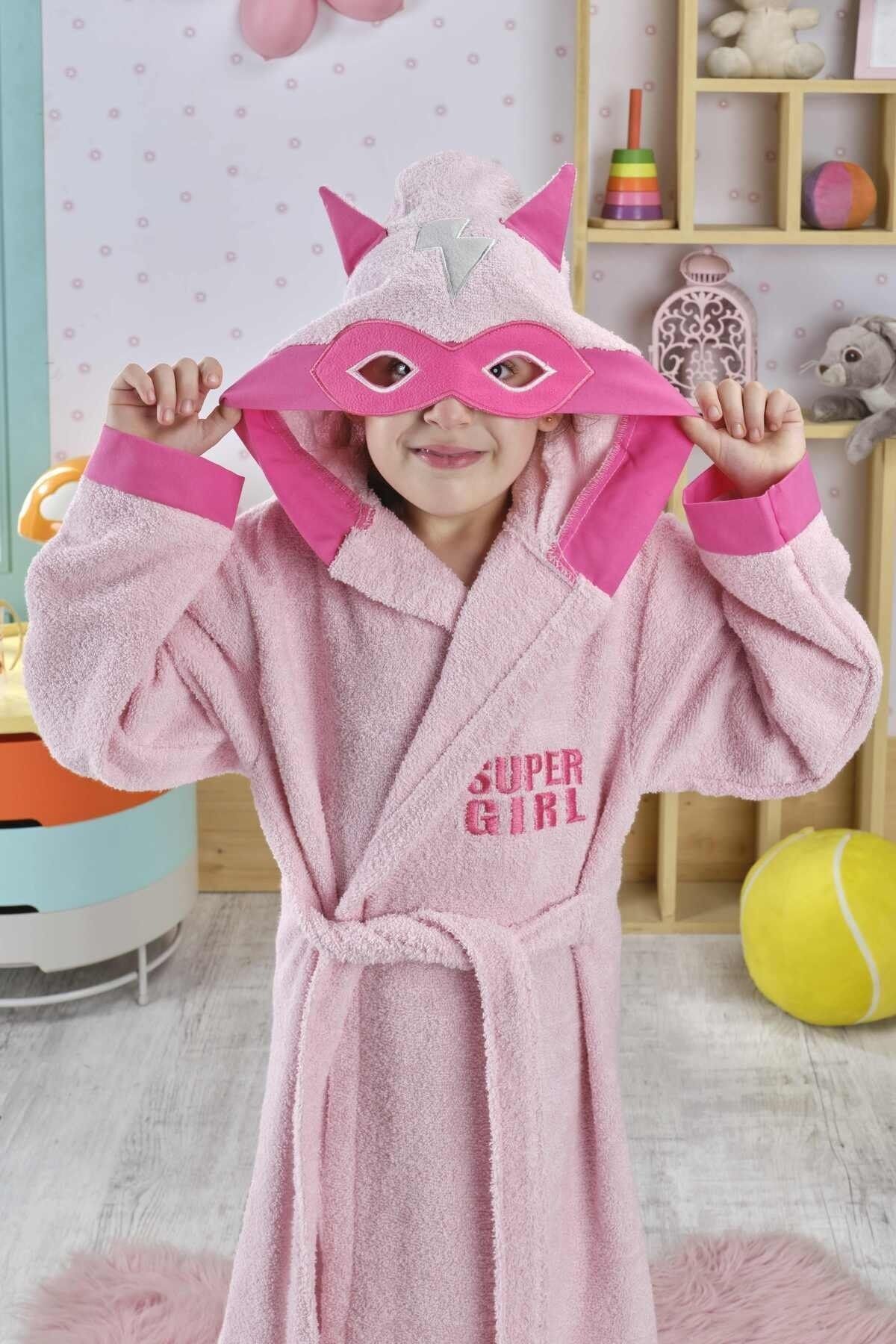 ELY PARKER Kız Çocuk Bornozu, Pamuklu, Kapüşonlu, Süperkahraman Hero, Bebek, Pembe (0-14 Yaş) fotoğrafı 2 (önizleme)