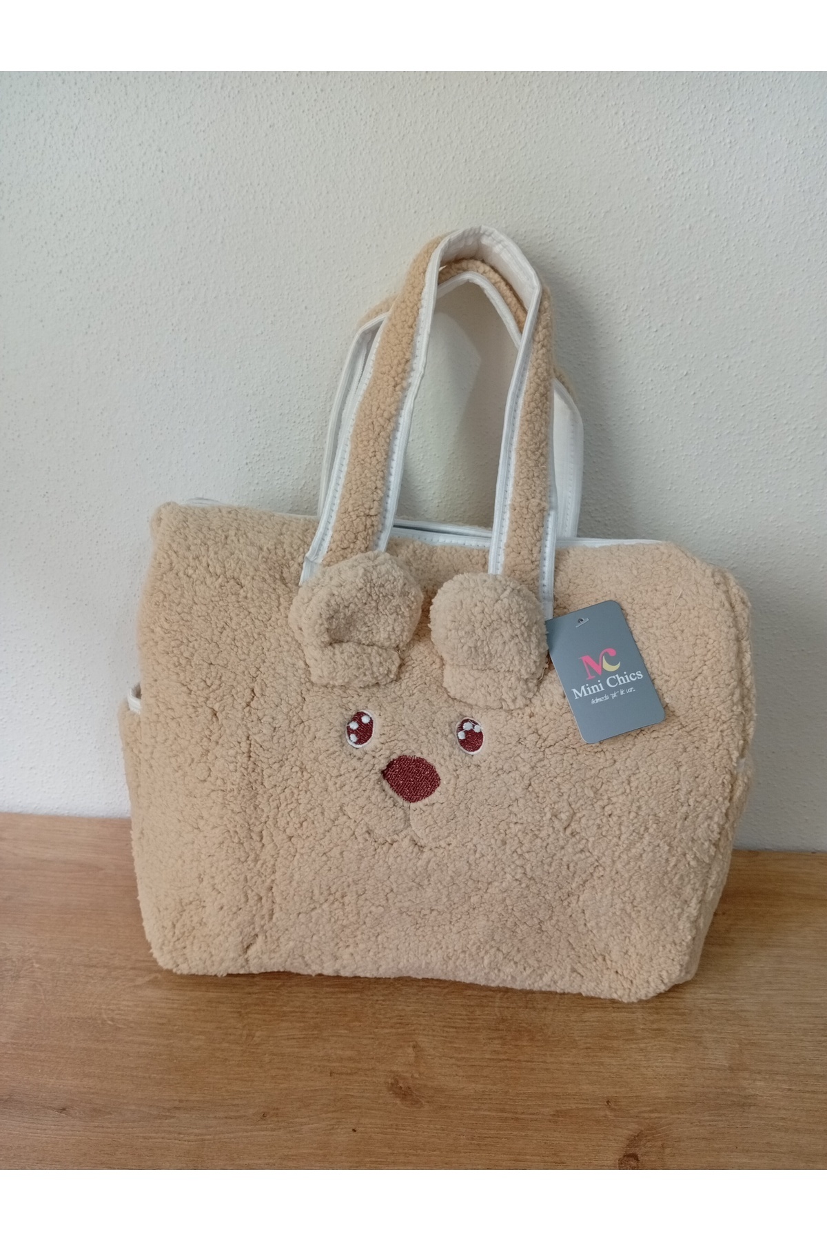 İLALKİDS Ayıcıklı Pelüş Model Bebek Taşıma Çantası Bebek Bakım Anne Çantası fotoğrafı 5 (önizleme)