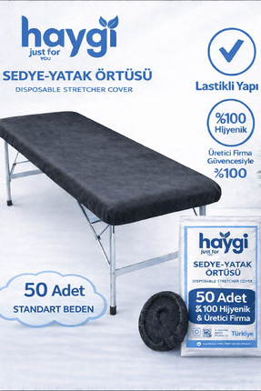 galaksihome Tek Kullanımlık Çift Lastikli Kalın Siyah Renkli Sedye Örtüsü 50 ...