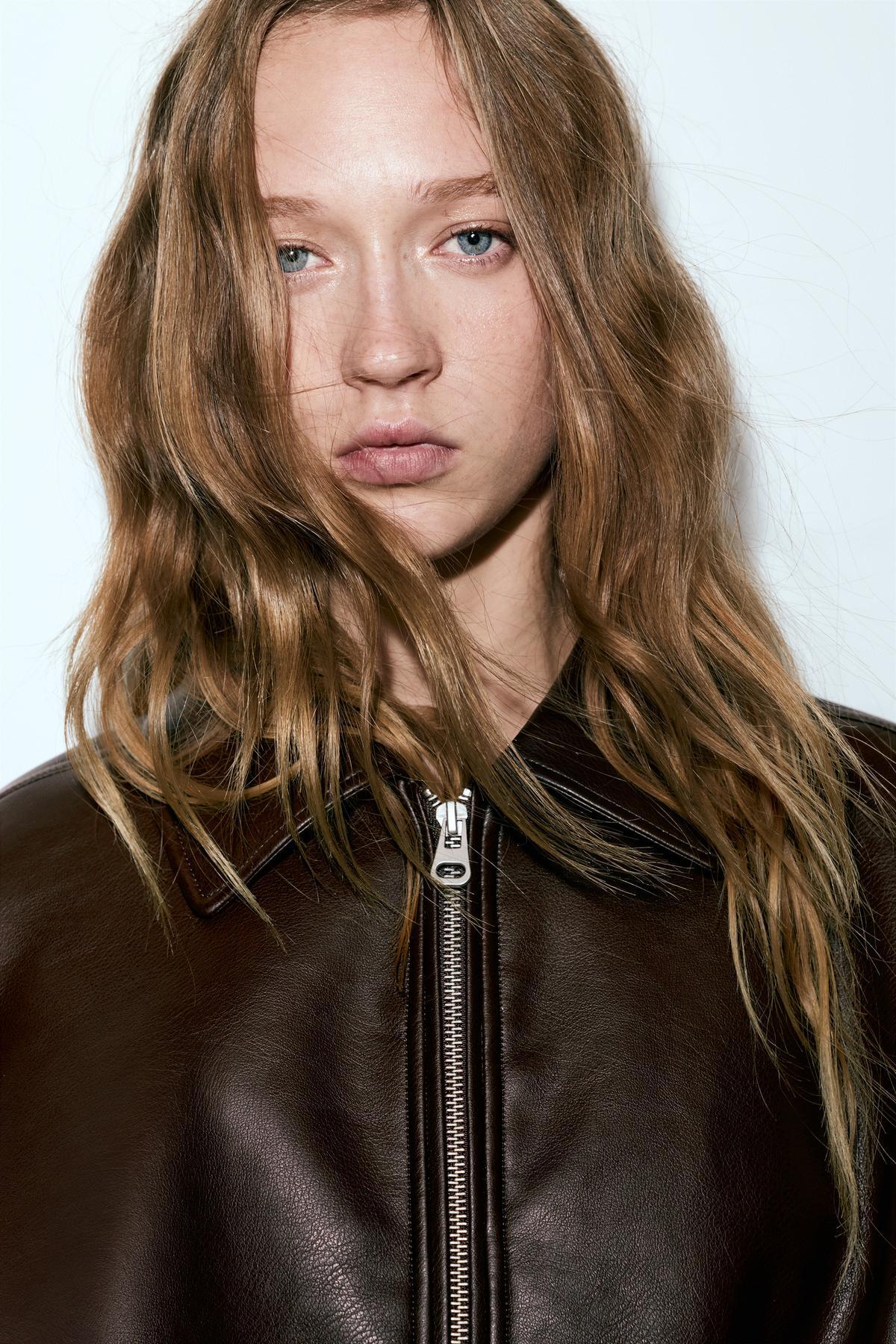 Pull & Bear  Suni deri bomber ceket - Görsel 6