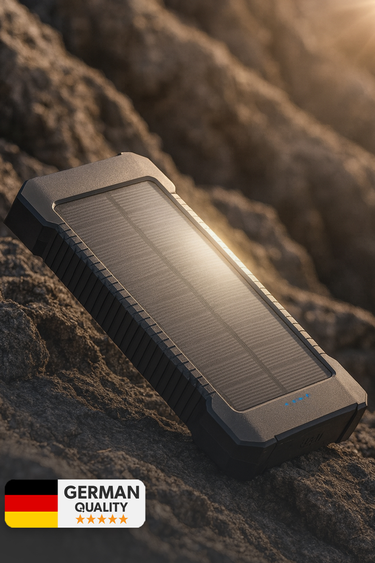 Solar Power Solar Powerbank 10000mah Portable Battery Charger With Led Light Black