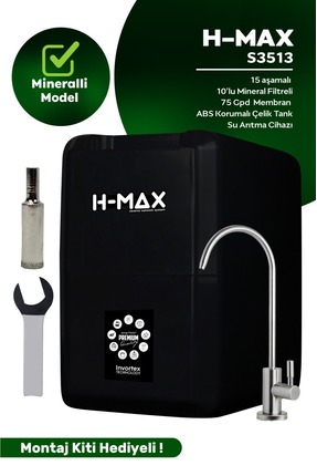 H-MAX Reverse Osmosis System Hmax S3513 Model 15 Aşama Mineralli Su Arıtma Ci...