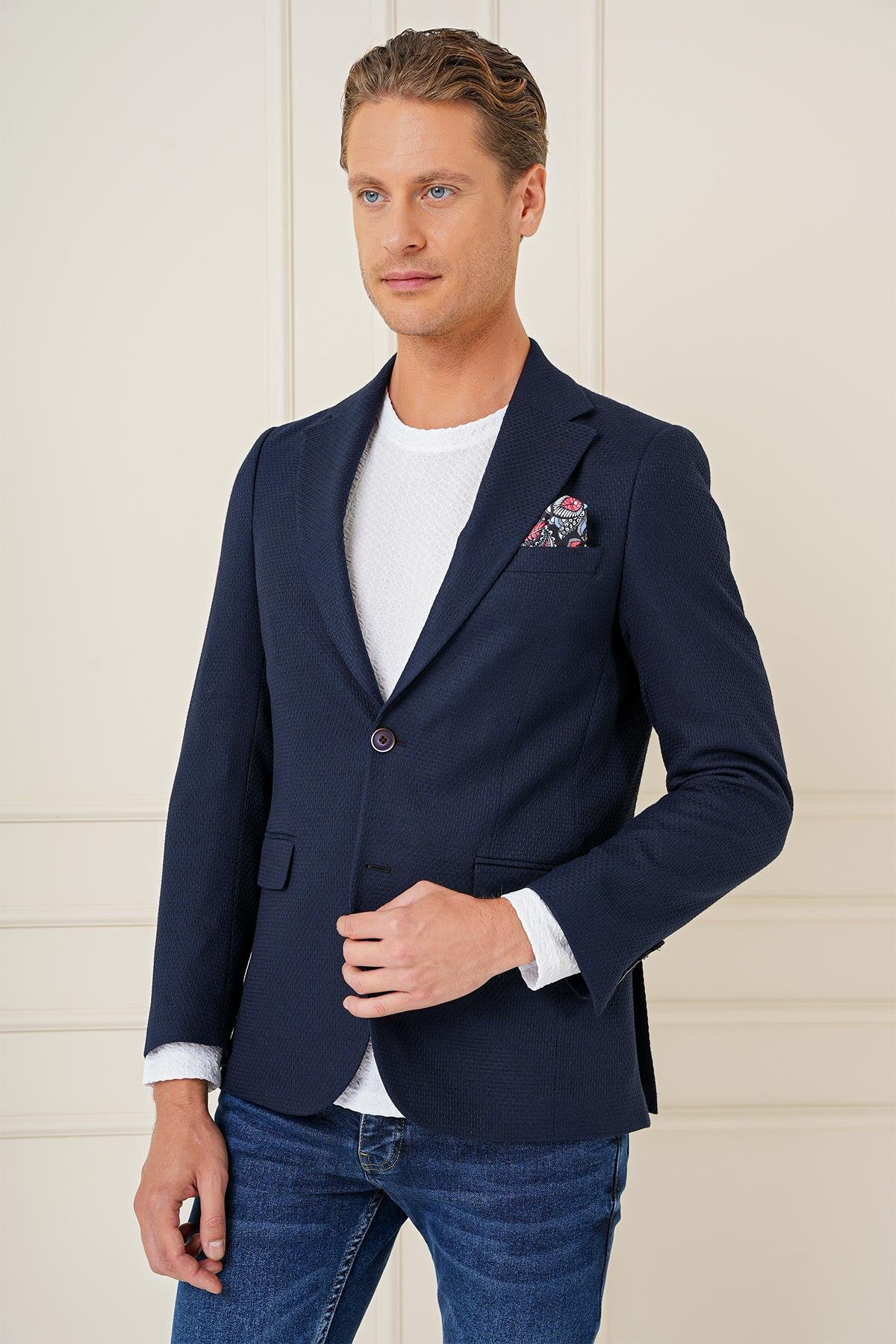 Efor  C 685 Slim Fit Lacivert Spor Ceket - Görsel 3