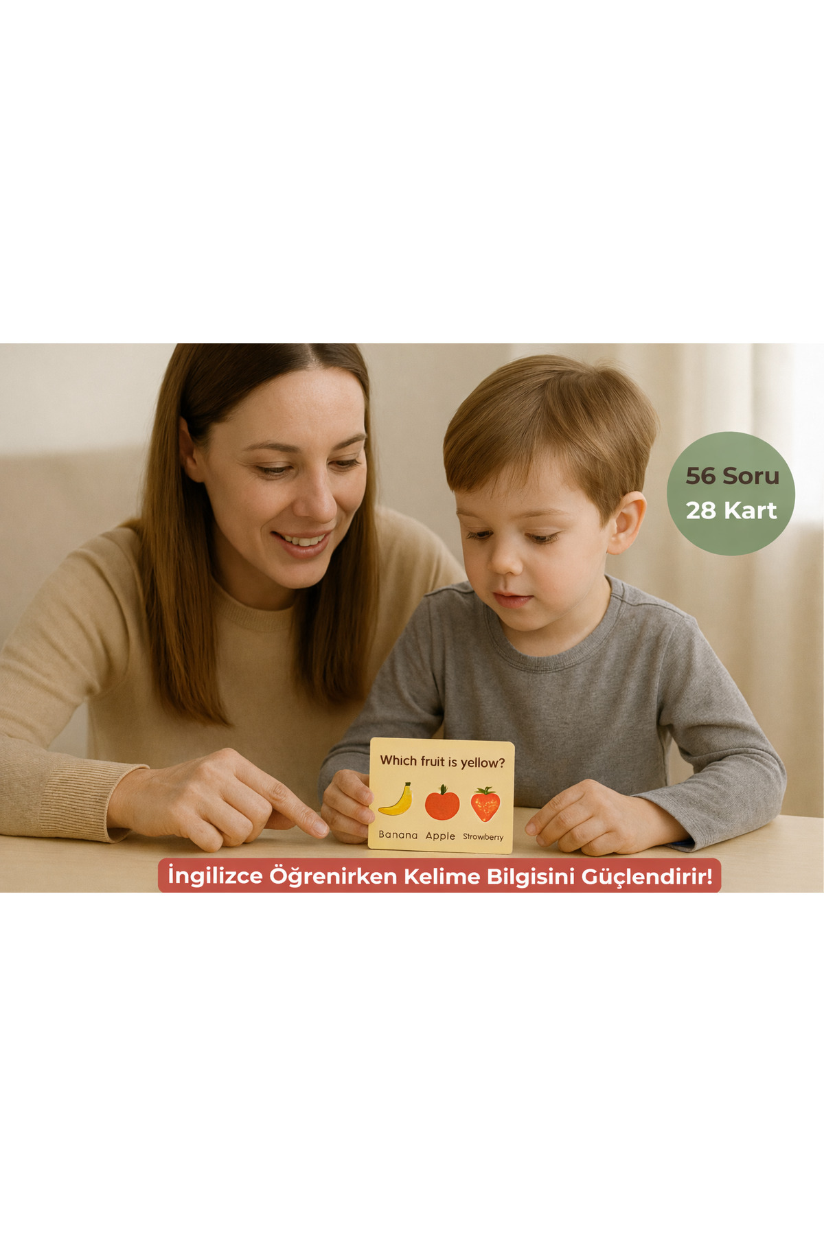 lnly Çocuklar İçin İngilizce Soru-Cevap Kartları – 28 Kart, 56 Farklı Soru – Kelime Dağarcığı Geliştirme fotoğrafı 2 (önizleme)