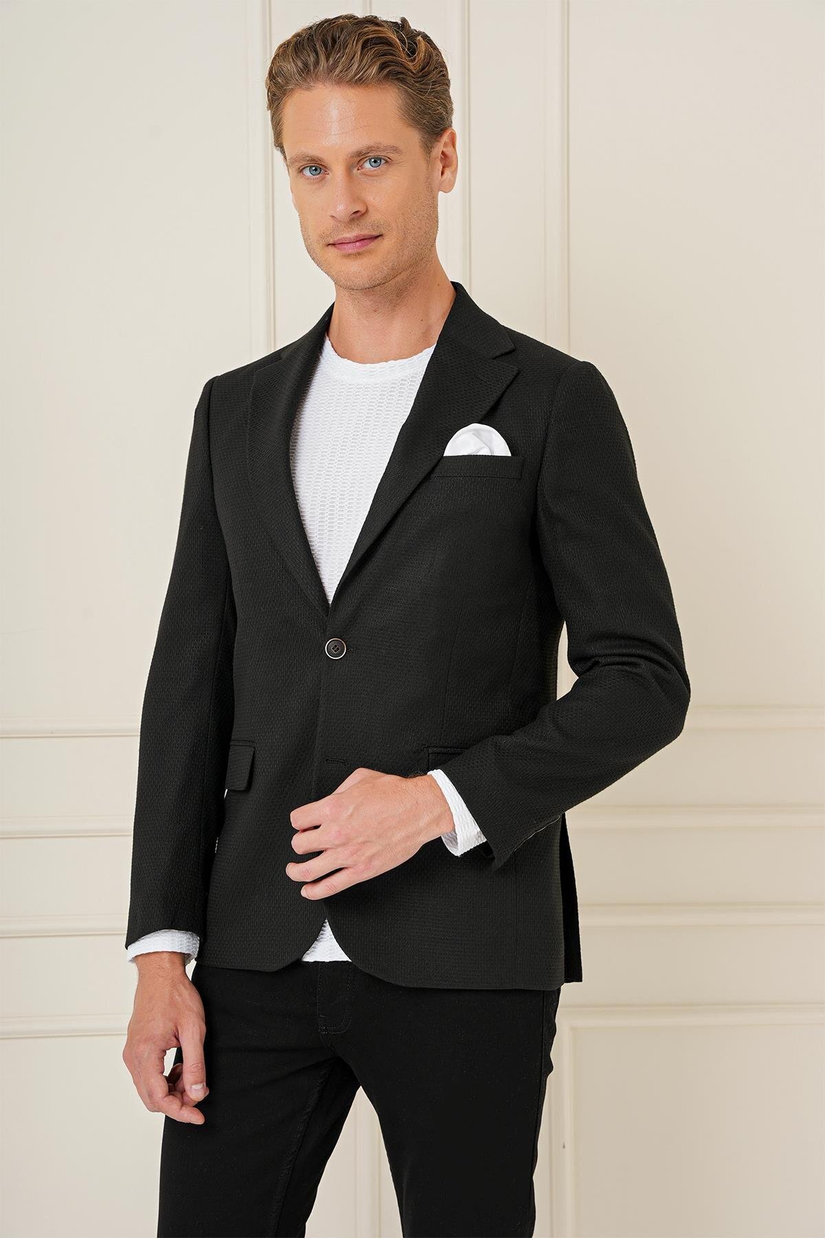 Efor  C 685 Slim Fit Siyah Spor Ceket - Görsel 3