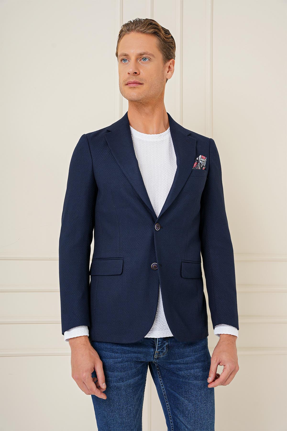 Efor  C 685 Slim Fit Lacivert Spor Ceket - Görsel 4