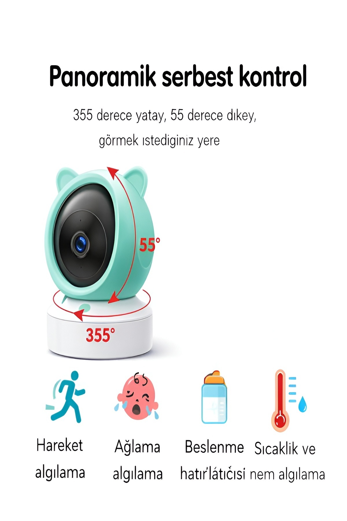DEANB Monitörlü Tuya WiFi Kablosuz IP Kamera Bebek Kamerası 1080p Gece Görüşlü İNTERKOM Sesli Görüntülü fotoğrafı 5 (önizleme)