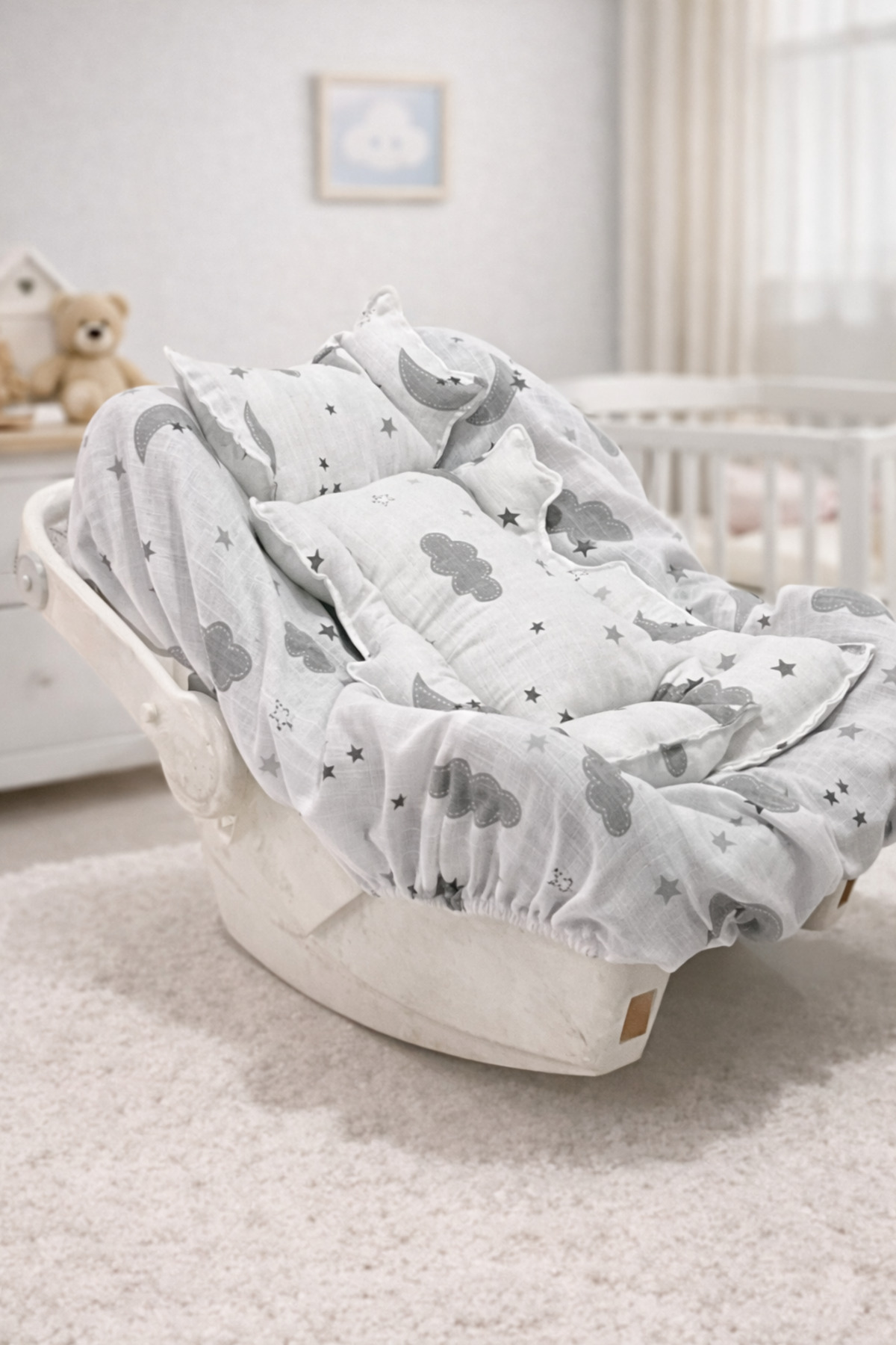 Babycitytr %100 Pamuk Çok Amaçlı Çift Katlı Müslin Puset Örtüsü & Minderi fotoğrafı 3 (önizleme)