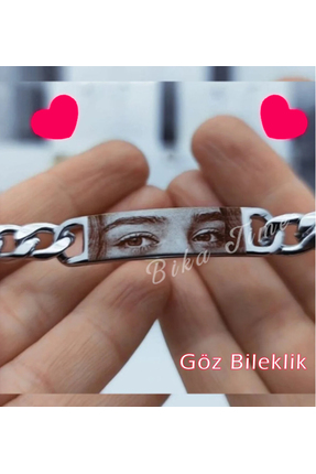 Bika Time Çelik Bileklik Kişiye Özel Göz Resimli Baskılı- ASLA PASLANMAZ