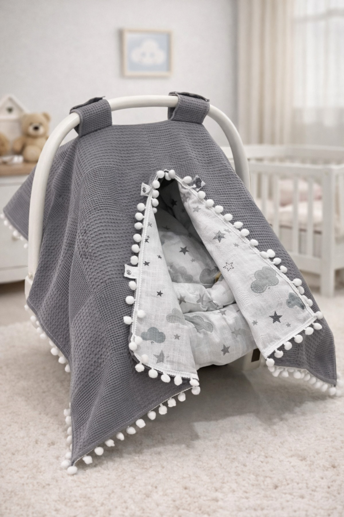 Babycitytr %100 Pamuk Çok Amaçlı Çift Katlı Müslin Puset Örtüsü & Minderi fotoğrafı 2 (önizleme)